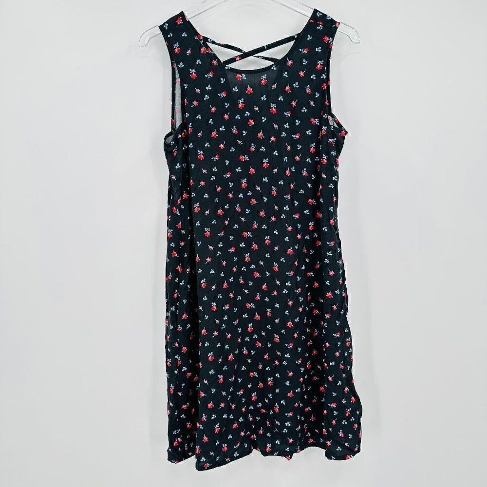 GAP Size Small Black Floral Sleeveless 90s Style Mini Summer Dress